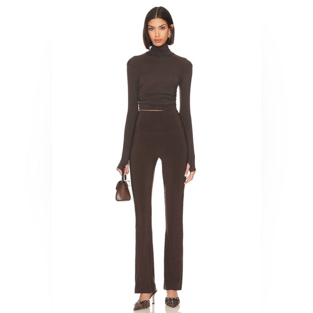 REVOLVE Norma Kamali Brown High-Waist Flare PANTS ONLY